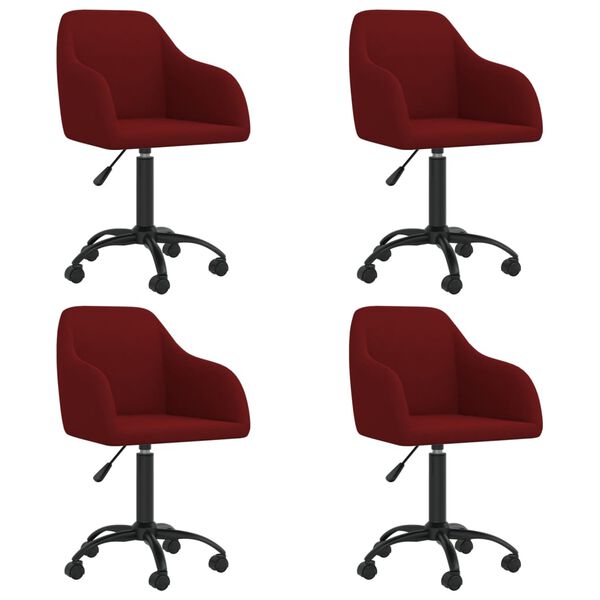vidaXL Cadeiras de jantar girat&oacute;rias 4 pcs veludo vermelho tinto