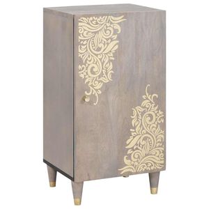 vidaXL Buffet Cinza e Ouro 40 x 33 x 75 cm Madeira de manga maci&ccedil;a