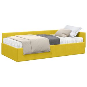 vidaXL Estrutura de Cama de Canto com Colch&atilde;o 2 unid. Amarelo
