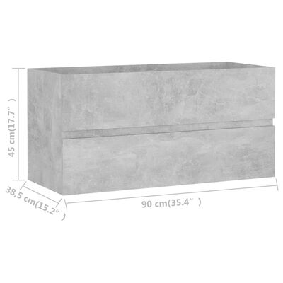 vidaXL 2 pcs conj. móveis casa banho derivados madeira cinza cimento
