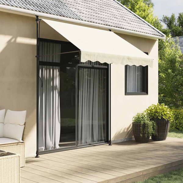 vidaXL Toldo retr&aacute;til 250x150 cm tecido e a&ccedil;o cor creme