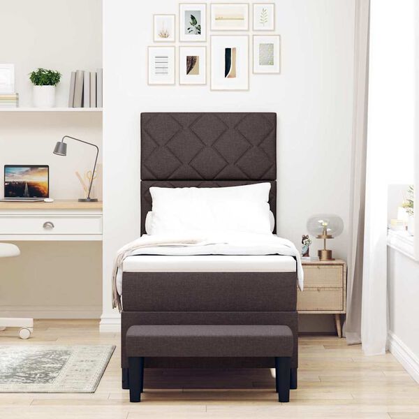vidaXL Cama Box com colch&atilde;o Marrom Escuro 80 x 200 cm tecido