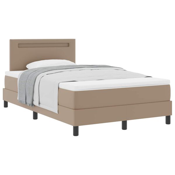 vidaXL Cama Box com colch&atilde;o Cappuccino 120 x 200 cm Couro sint&eacute;tico