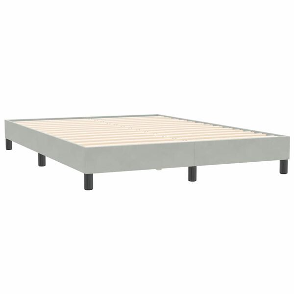 vidaXL Cama com molas/colch&atilde;o 160x210 cm veludo cinzento-claro