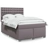 vidaXL Cama com molas/colch&atilde;o 140x190 cm couro artificial cinzento