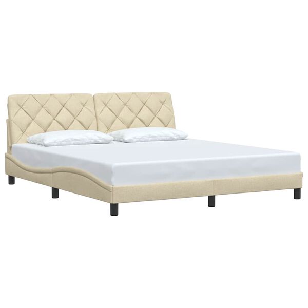 vidaXL Estrutura de cama sem colch&atilde;o 180x200 cm tecido cor creme