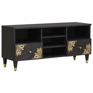vidaXL Gabinete para TV Preto 100 x 33 x 46 cm Madeira de manga maci&ccedil;a