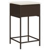 vidaXL 3 pcs conjunto de bar p/ jardim com almofad&otilde;es vime PE castanho