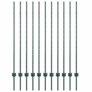 vidaXL Poste de Cerca Embutido 11 unid. Verde 180 cm