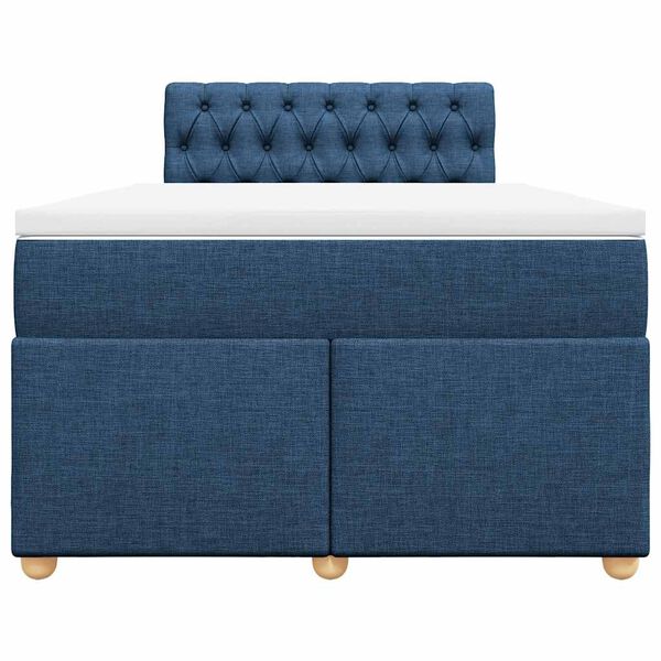 vidaXL Cama boxspring com colch&atilde;o 120x190 cm tecido azul