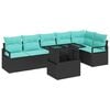 vidaXL Conjunto de Sof&aacute; de Jardim 7 pcs Preto e Azul vime PE
