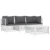 vidaXL 4 pcs conjunto lounge de jardim com almofadões aço branco