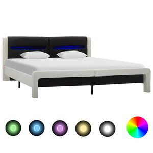 vidaXL Estrutura da Cama Branco e Preto 120 x 200 cm Couro Sint&eacute;tico
