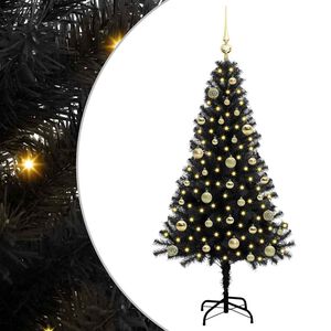 vidaXL &Aacute;rvore de Natal com 150 LEDs com suporte Preto 150 cm PVC