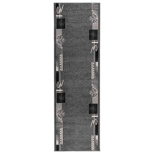 vidaXL Tapete Runner FLORNES Tecido Cinzento Folhas 67 x 250 cm PP