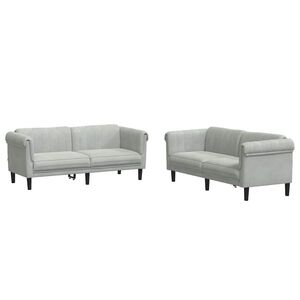 vidaXL 2 pcs conjunto de sof&aacute;s veludo cinzento-claro