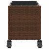 vidaXL Canteiro jardim c/ rodas e 3 vasos 107x32x38cm vime PE castanho