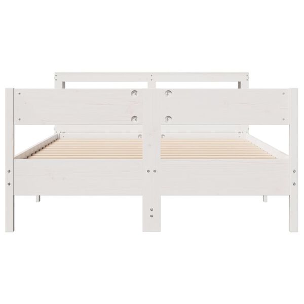 vidaXL Cama sem colch&atilde;o 150x200 cm madeira de pinho maci&ccedil;a branco