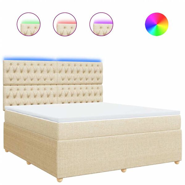 vidaXL Cama com molas/colch&atilde;o 180x200 cm tecido cor creme