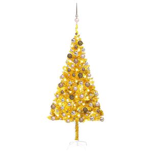 vidaXL &Aacute;rvore Natal artificial pr&eacute;-iluminada c/bolas 180cm PET dourado
