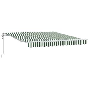 vidaXL Toldo retr&aacute;til Verde e Branco 350 x 250 cm Tecido e Alum&iacute;nio