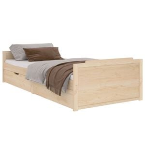 vidaXL Estrutura de cama com gavetas 90x200 cm pinho maci&ccedil;o