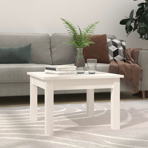 vidaXL Mesa de centro 45x45x30 cm pinho maci&ccedil;o branco