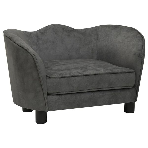 vidaXL Sof&aacute; para c&atilde;es 66x43x40 cm pel&uacute;cia cinzento-escuro
