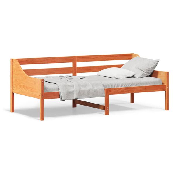 vidaXL Sofá-cama sem colchão 80x200 cm madeira de pinho castanho cera