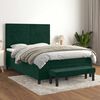 vidaXL Cama com molas/colch&atilde;o 140x190 cm veludo verde-escuro