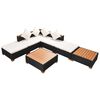 vidaXL 7 pcs conjunto lounge de jardim c/ almofad&otilde;es vime PE preto