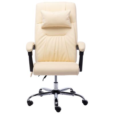 vidaXL Cadeira de escritório c/ função massagem couro artificial creme