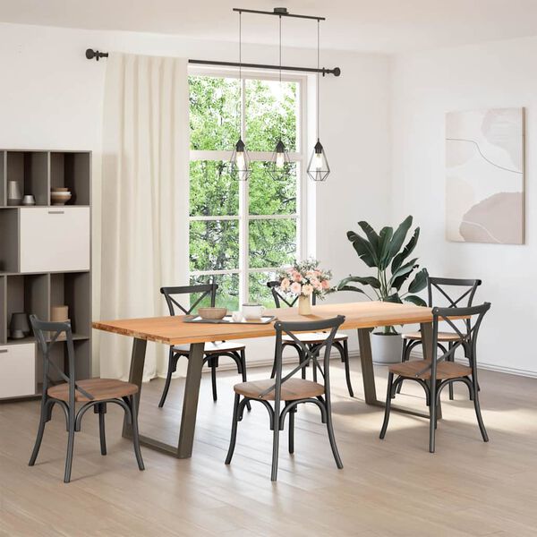 vidaXL P&eacute;s para mesa de jantar em formato de U, 2 pe&ccedil;as, a&ccedil;o natural, 80x(72-73) cm, a&ccedil;o