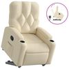 vidaXL Poltrona reclin&aacute;vel elevat&oacute;ria tecido cor creme