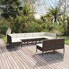 vidaXL 9 pcs conjunto lounge jardim c/ almofad&otilde;es vime PE castanho