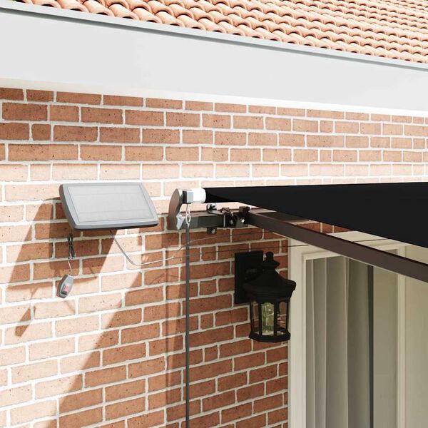 vidaXL Toldo Retr&aacute;til com luzes de tira LED Preto 400 &times; 350 cm tecido