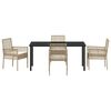 vidaXL Conjunto de Jantar para Jardim com almofada 5 pcs Bege vime PE