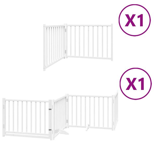 vidaXL Port&atilde;o p/ c&atilde;es com porta dobr&aacute;vel 6 pain&eacute;is 480 cm &aacute;lamo branco