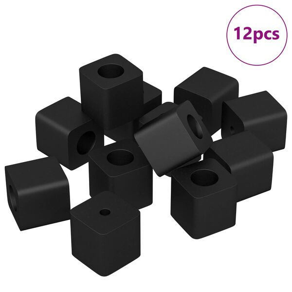 vidaXL Suporte de Gaveta 12 pcs Preto 15 x 15 x 15mm Copoli&eacute;ster PP