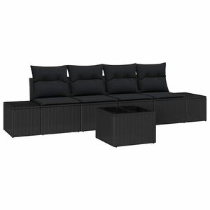 vidaXL Conjunto de Sof&aacute; de Jardim com almofada 5 pcs Preto vime PE