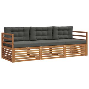 vidaXL Conjunto de Sof&aacute;s para Exterior 3 pcs Natural e Antracite