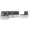vidaXL 5 pcs conjunto lounge de jardim com almofad&otilde;es a&ccedil;o branco