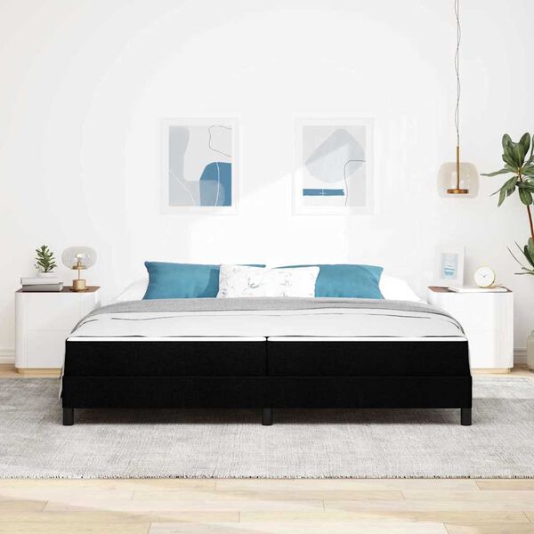 vidaXL Cama Box com colch&atilde;o Preto 200 x 200 cm tecido