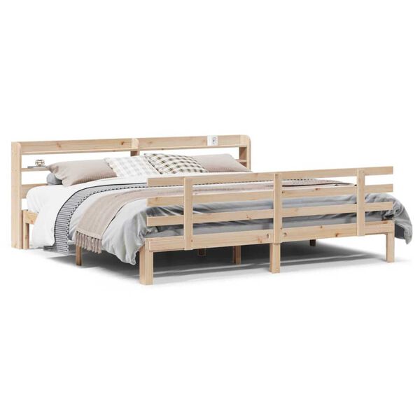 vidaXL Estrutura de cama com cabeceira 180x200 cm pinho maci&ccedil;o