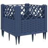 vidaXL Vaso/floreira de jardim c/ estacas 43,5x43,5x43,5cm PP cinzento azul