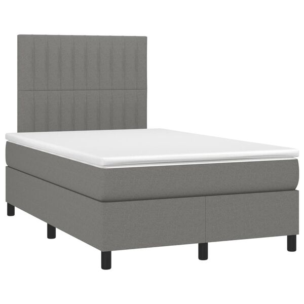 vidaXL Cama boxspring com colch&atilde;o 120x190 cm tecido cinzento-escuro