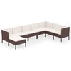 vidaXL 8 pcs conjunto lounge jardim c/ almofad&otilde;es vime PE castanho