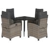 vidaXL 5 pcs conjunto de jantar p/ jardim c/ almofad&otilde;es vime PE cinza