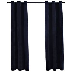 vidaXL Cortinas opacas com argolas 2 pcs 37"x84" veludo preto