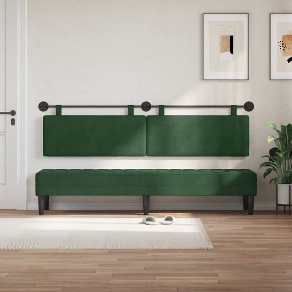 vidaXL Cabeceira Suspensa Liso Verde Selva 210 x 55 x 5 cm